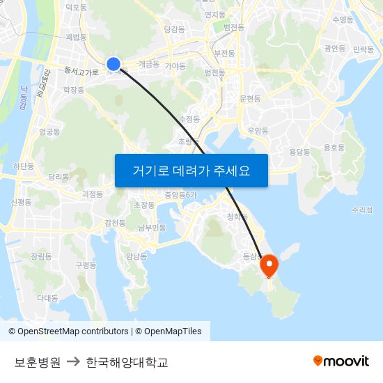 보훈병원 to 한국해양대학교 map