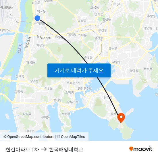 한신아파트 1차 to 한국해양대학교 map