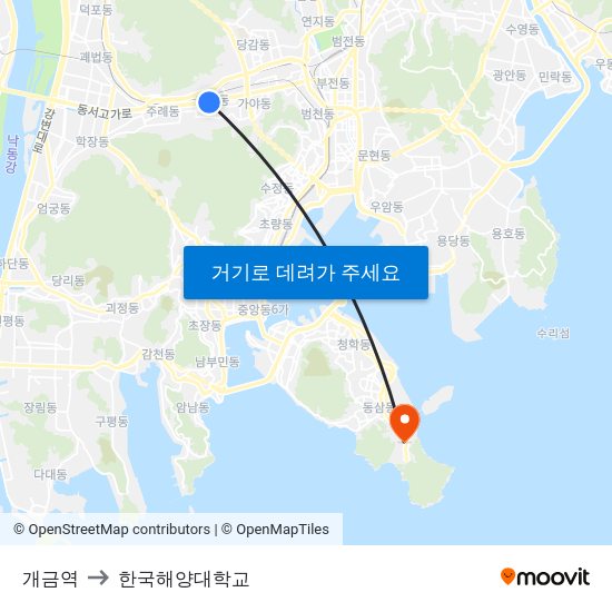 개금역 to 한국해양대학교 map