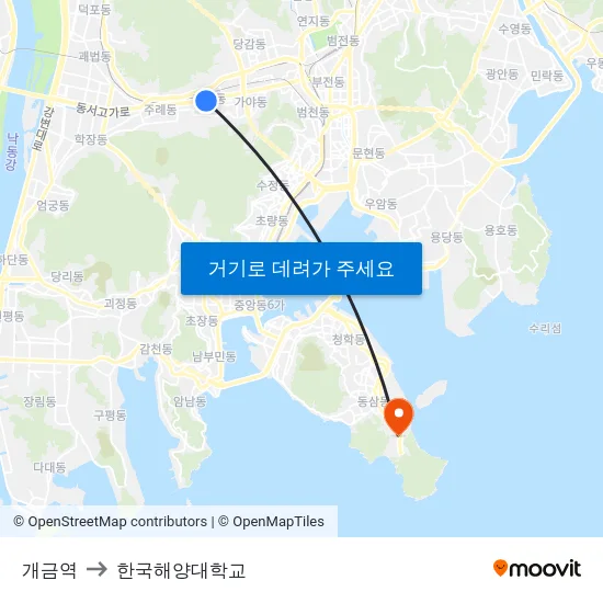 개금역 to 한국해양대학교 map
