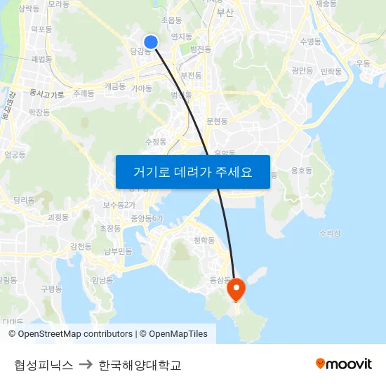 협성피닉스 to 한국해양대학교 map