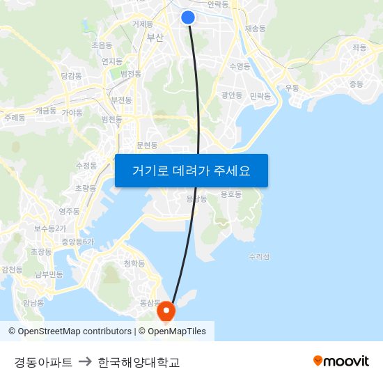 경동아파트 to 한국해양대학교 map