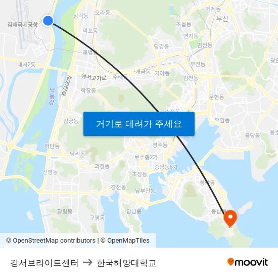 강서브라이트센터 to 한국해양대학교 map