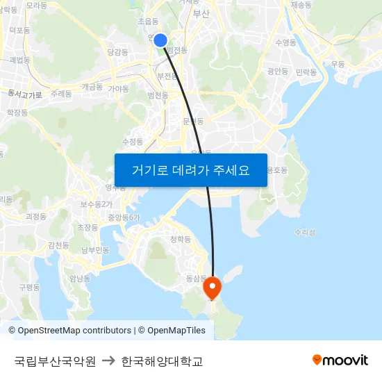 국립부산국악원 to 한국해양대학교 map