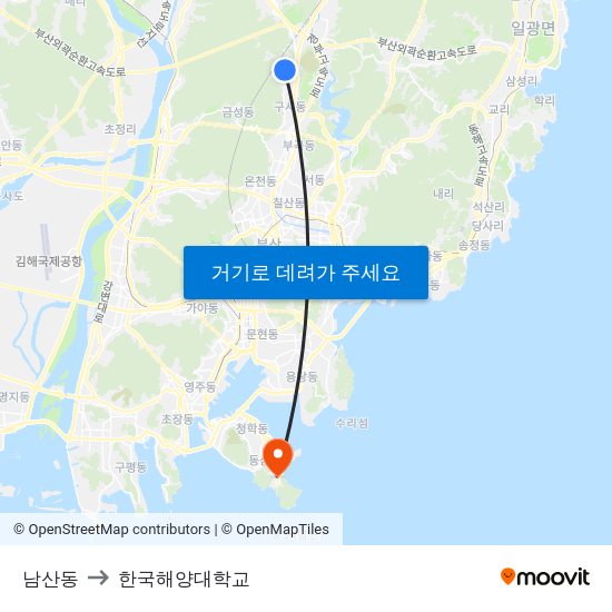 남산동 to 한국해양대학교 map