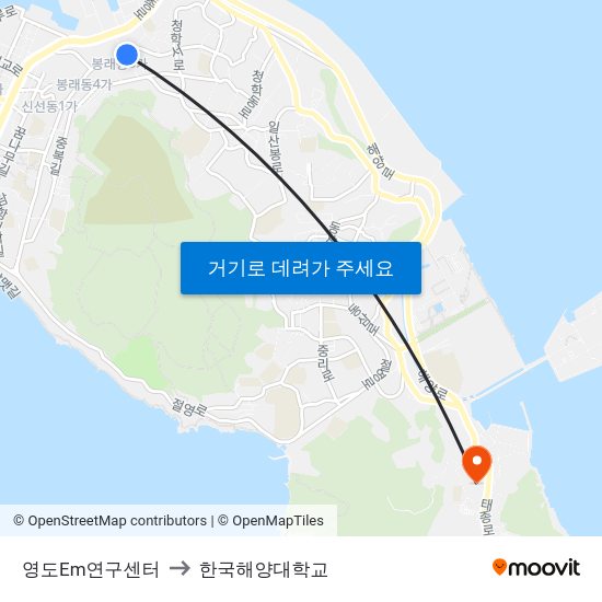 영도Em연구센터 to 한국해양대학교 map