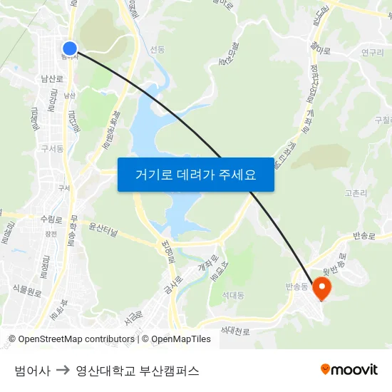 범어사 to 영산대학교 부산캠퍼스 map