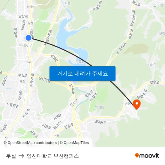 두실 to 영산대학교 부산캠퍼스 map