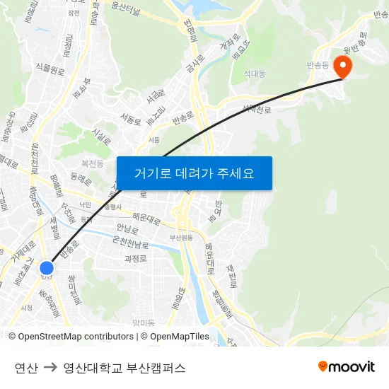 연산 to 영산대학교 부산캠퍼스 map
