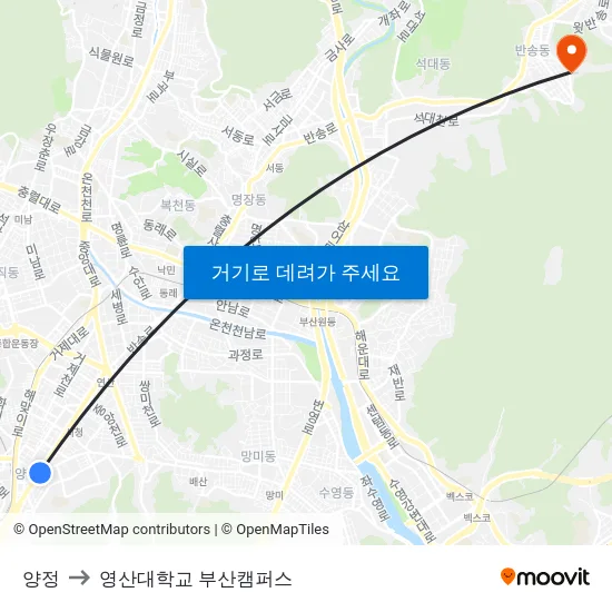 양정 to 영산대학교 부산캠퍼스 map