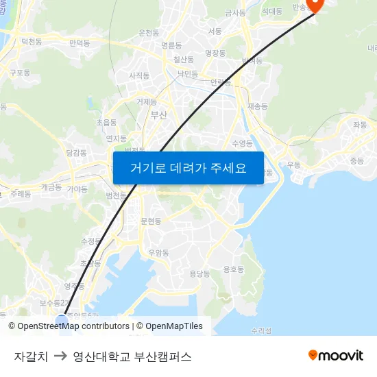 자갈치 to 영산대학교 부산캠퍼스 map