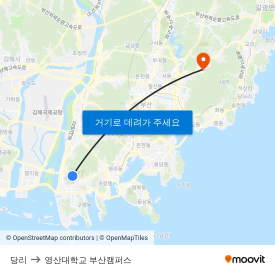 당리 to 영산대학교 부산캠퍼스 map