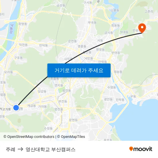 주례 to 영산대학교 부산캠퍼스 map