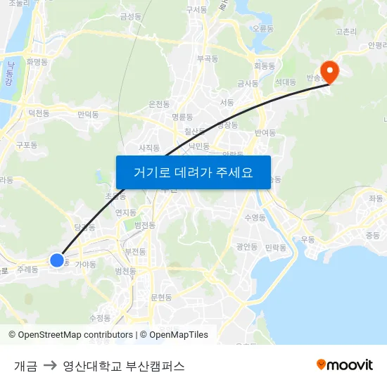 개금 to 영산대학교 부산캠퍼스 map