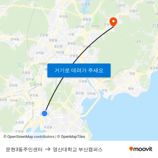 문현3동주민센터 to 영산대학교 부산캠퍼스 map