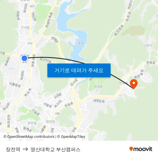 장전역 to 영산대학교 부산캠퍼스 map
