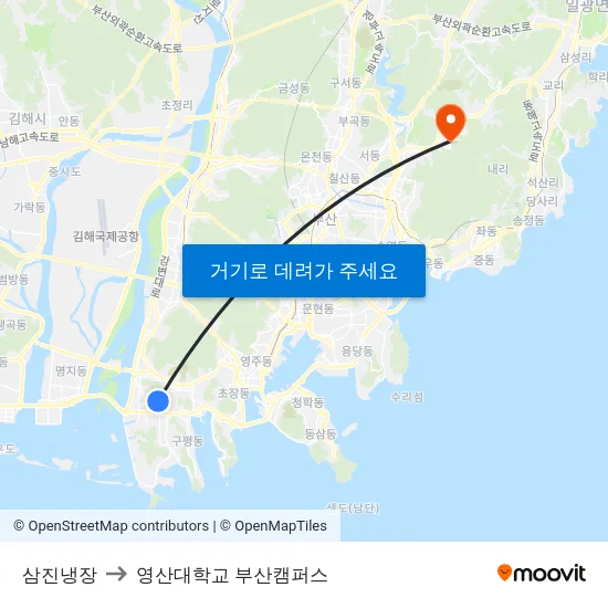 삼진냉장 to 영산대학교 부산캠퍼스 map