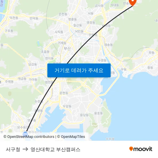 서구청 to 영산대학교 부산캠퍼스 map