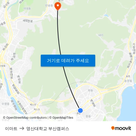 이마트 to 영산대학교 부산캠퍼스 map