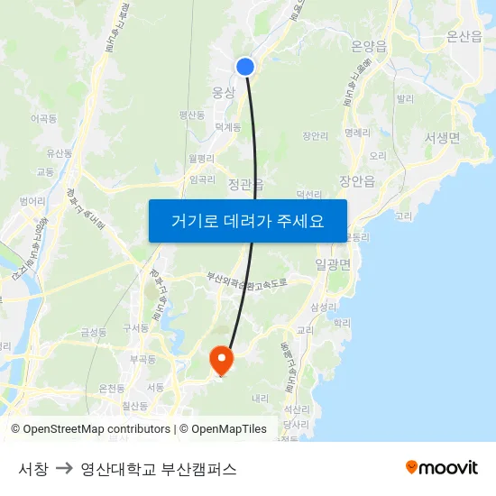 서창 to 영산대학교 부산캠퍼스 map