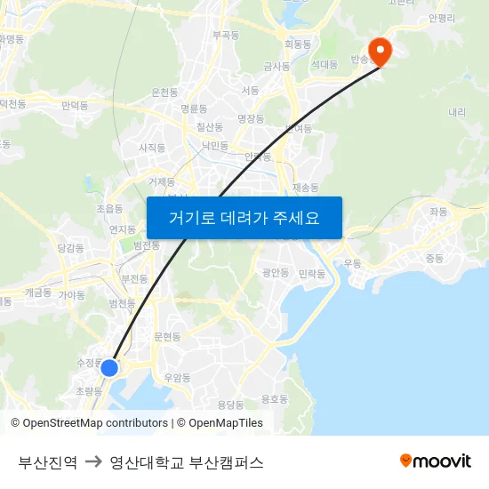 부산진역 to 영산대학교 부산캠퍼스 map