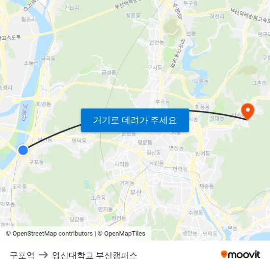 구포역 to 영산대학교 부산캠퍼스 map
