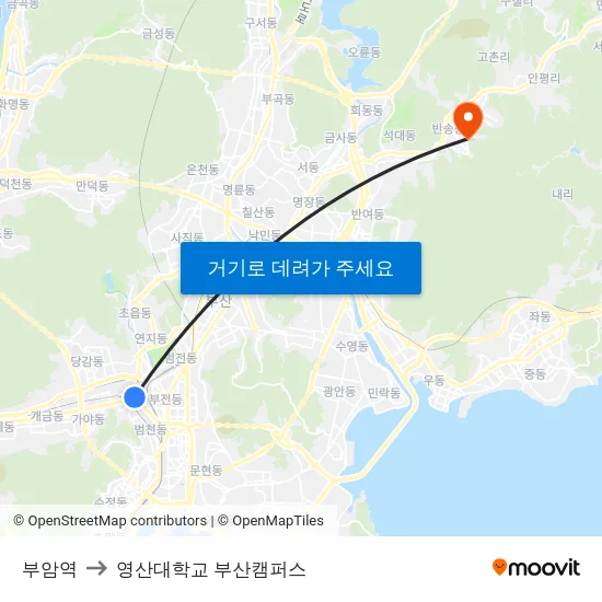부암역 to 영산대학교 부산캠퍼스 map