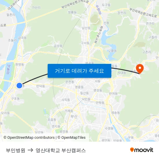 부민병원 to 영산대학교 부산캠퍼스 map