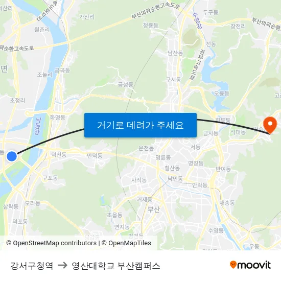 강서구청역 to 영산대학교 부산캠퍼스 map