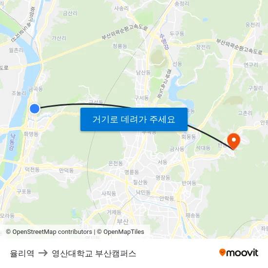 율리역 to 영산대학교 부산캠퍼스 map