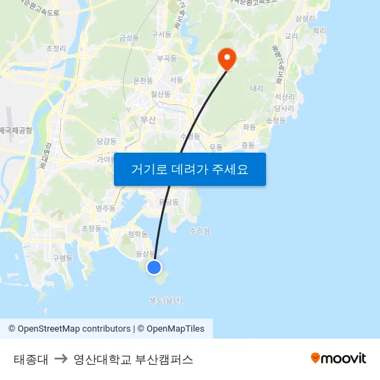 태종대 to 영산대학교 부산캠퍼스 map