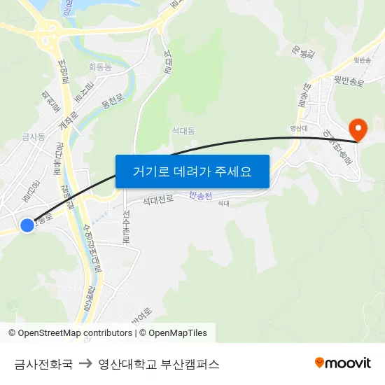 금사전화국 to 영산대학교 부산캠퍼스 map