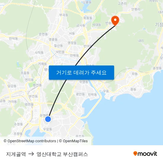 지게골역 to 영산대학교 부산캠퍼스 map
