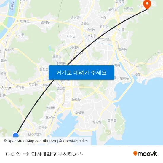 대티역 to 영산대학교 부산캠퍼스 map