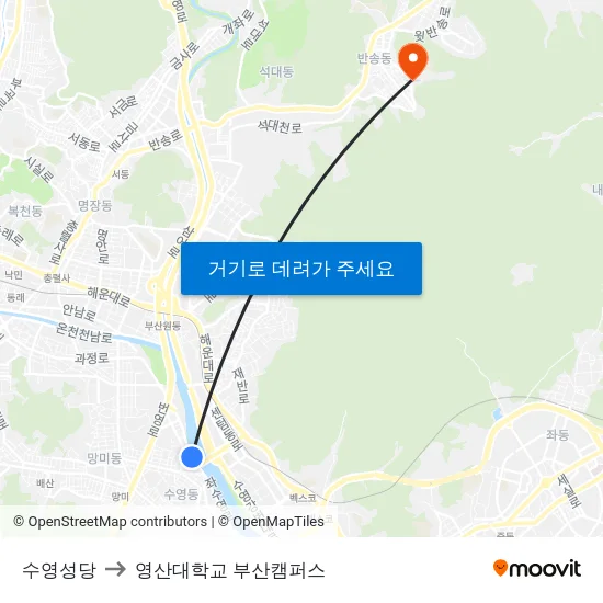 수영성당 to 영산대학교 부산캠퍼스 map