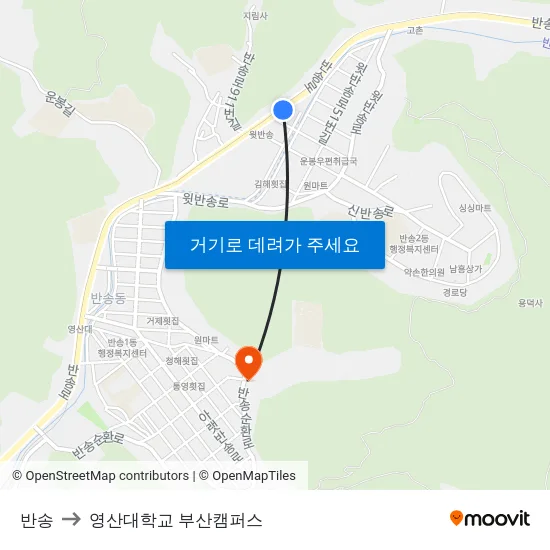 반송 to 영산대학교 부산캠퍼스 map