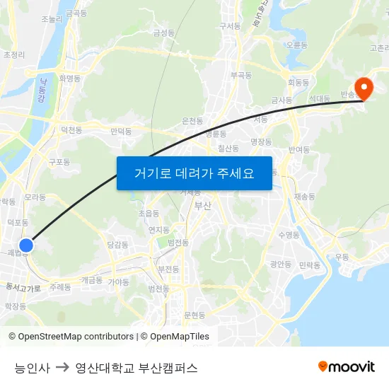 능인사 to 영산대학교 부산캠퍼스 map