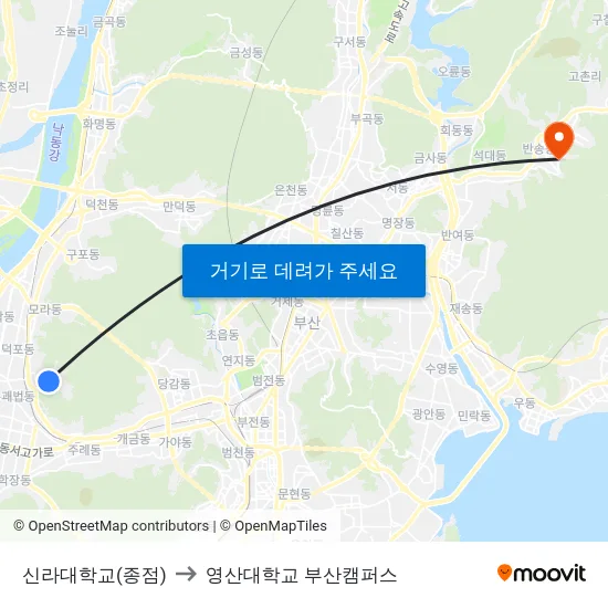 신라대학교(종점) to 영산대학교 부산캠퍼스 map