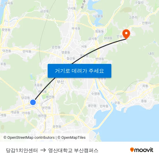당감1치안센터 to 영산대학교 부산캠퍼스 map