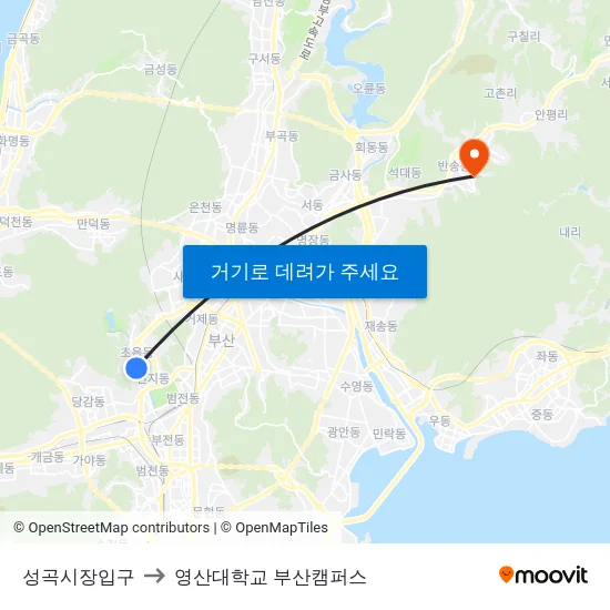 성곡시장입구 to 영산대학교 부산캠퍼스 map