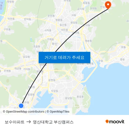 보수아파트 to 영산대학교 부산캠퍼스 map