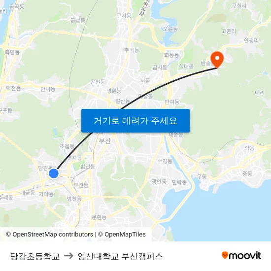 당감초등학교 to 영산대학교 부산캠퍼스 map