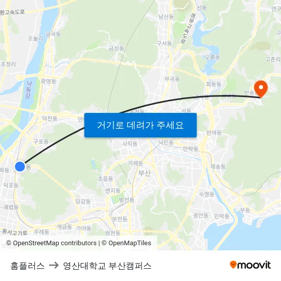 홈플러스 to 영산대학교 부산캠퍼스 map