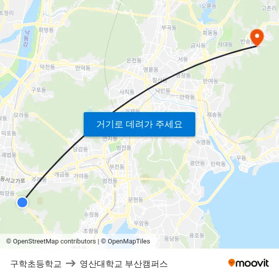 구학초등학교 to 영산대학교 부산캠퍼스 map