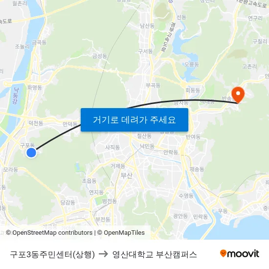 구포3동주민센터(상행) to 영산대학교 부산캠퍼스 map