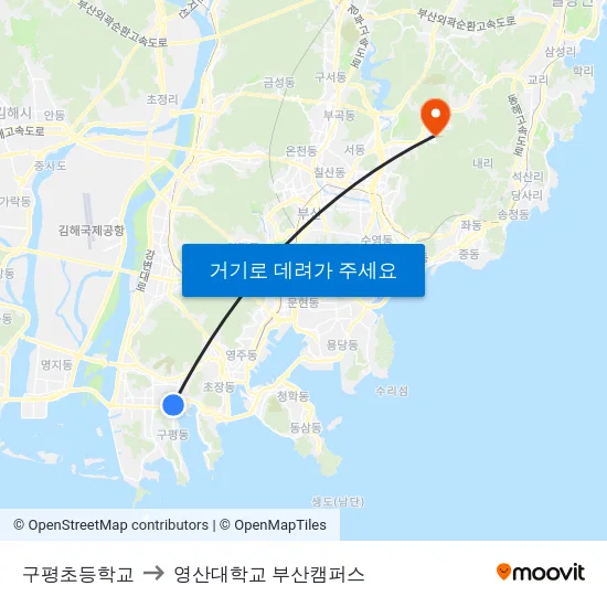 구평초등학교 to 영산대학교 부산캠퍼스 map