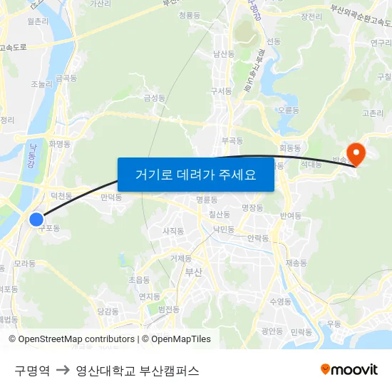 구명역 to 영산대학교 부산캠퍼스 map