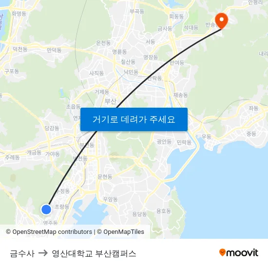 금수사 to 영산대학교 부산캠퍼스 map