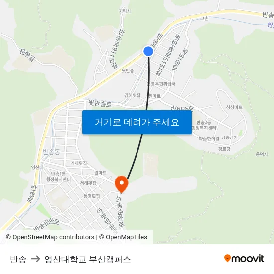 반송 to 영산대학교 부산캠퍼스 map