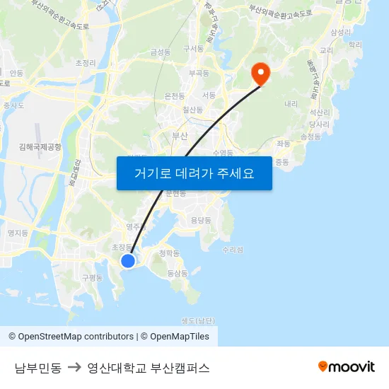 남부민동 to 영산대학교 부산캠퍼스 map